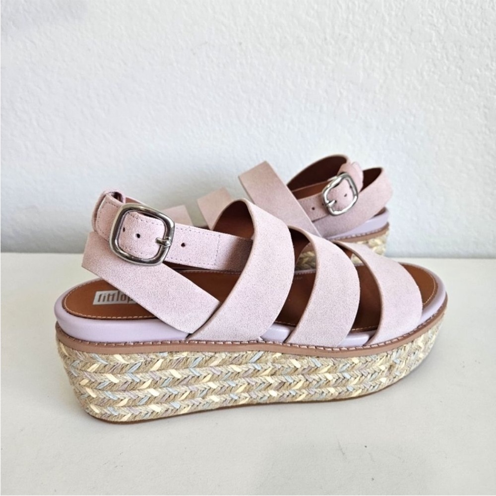 Fit Flop Eloise Espadrille Suede Strappy Wedge Sandal NWT- Sz 9-9.5 Soft Lilac